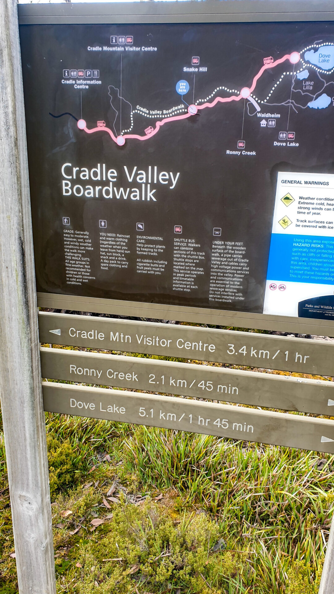 Cradle Valley boardwalk sign
